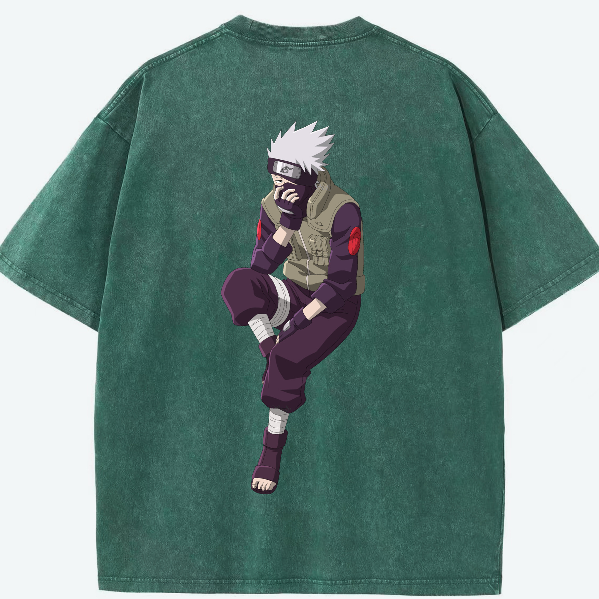 （画像用） NARUTO -ナルト- はたけ カカシ Hatake Kakashi 綿100% ヴィンテージ風 半袖Tシャツ（背面プリント）